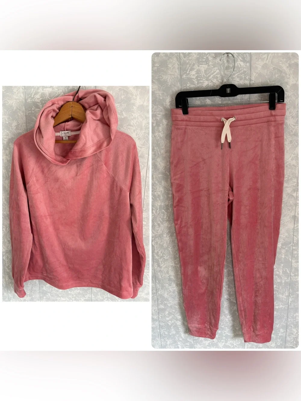 J crew Cozy Pink Velour Hoodie & Jogger Set - Women